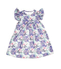 Koala and Hydrangeas Milk Silk Flutter Dress