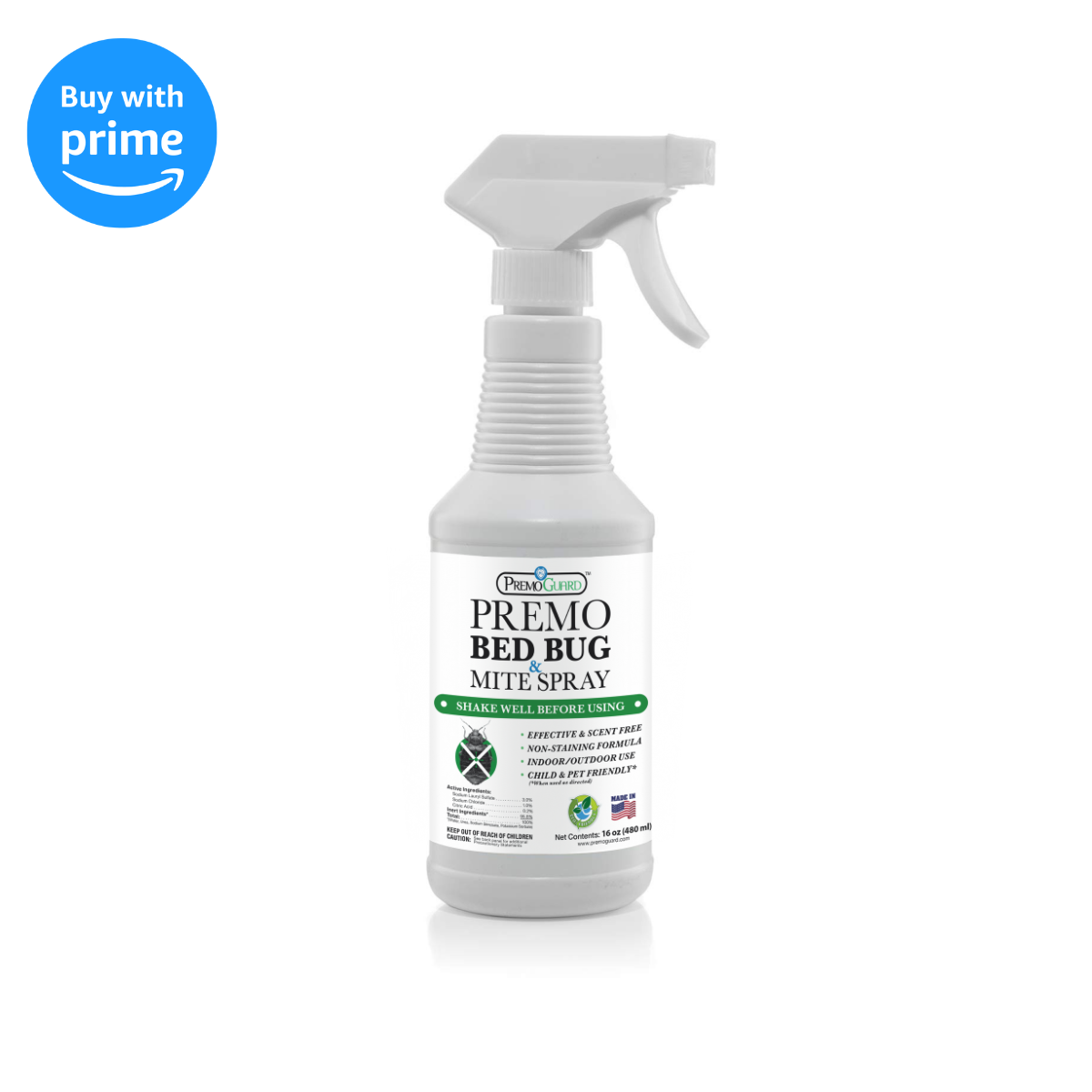 Bed Bug & Mite Killer - 16 oz - All Natural Non-Toxic - By Premo Guard