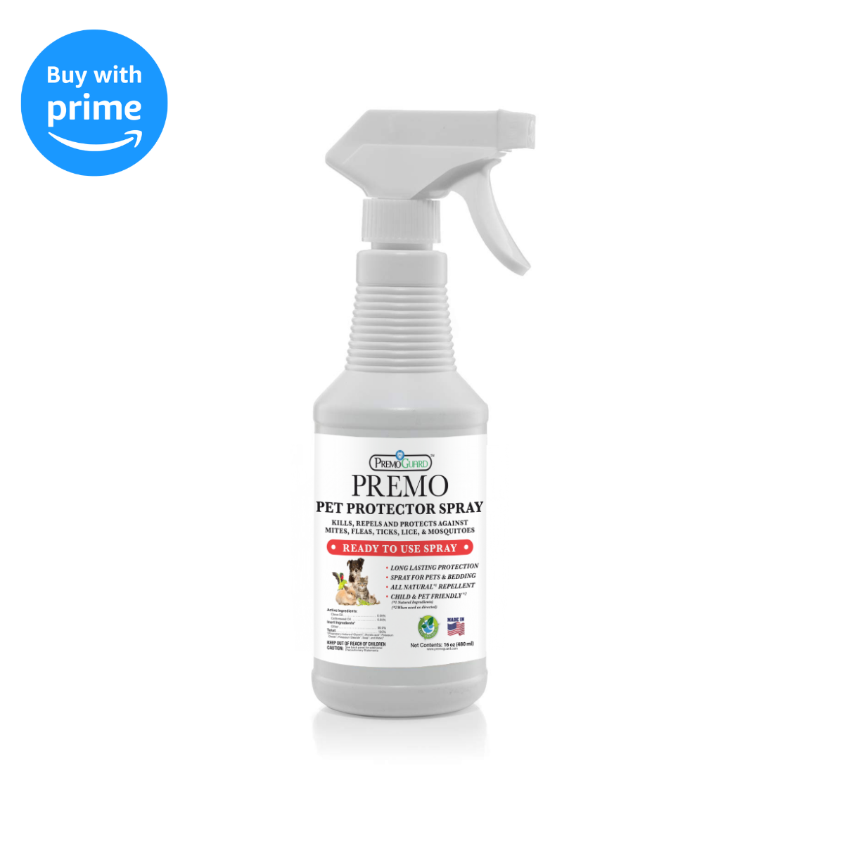 Pet Protector 16 oz - Plant Based All Natural Non-Toxic - By Premo Guard