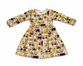 Construction Long Sleeve Milk Silk Dress