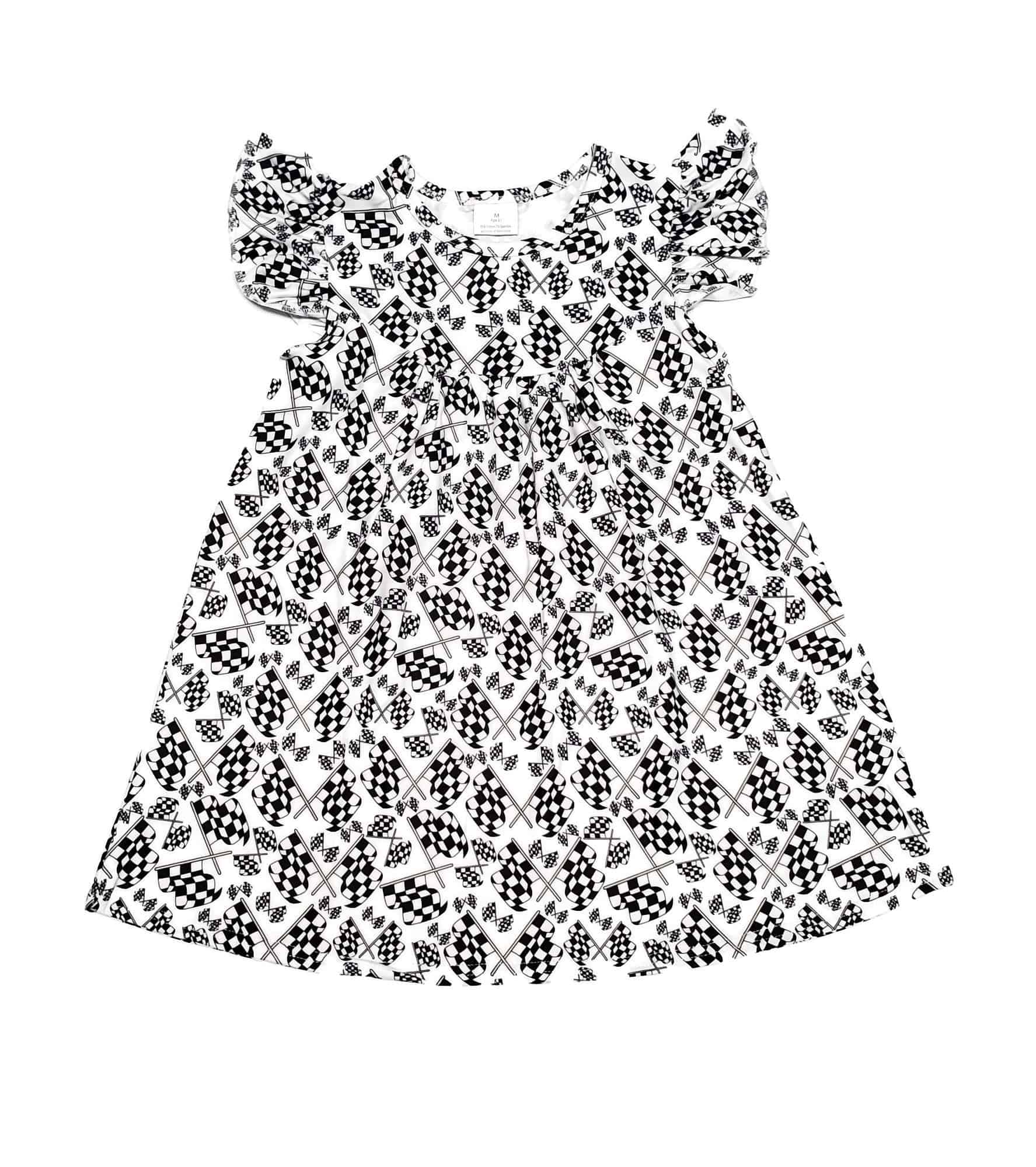Racing Flag Milk Silk Flutter Dress