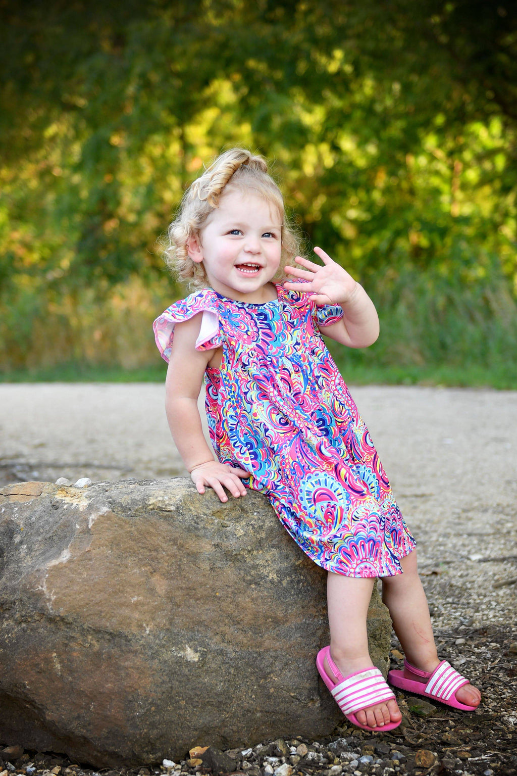 Bright Paisley Milk Silk Flutter Dress