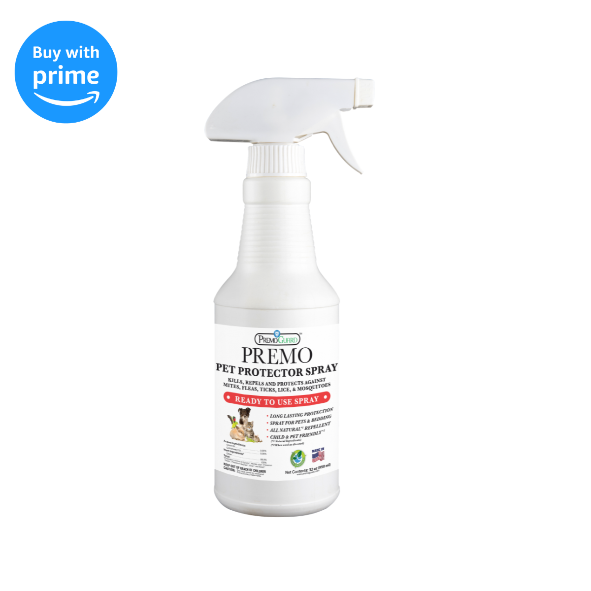 Pet Protector 32 oz - Plant Based All Natural Non-Toxic - By Premo Guard