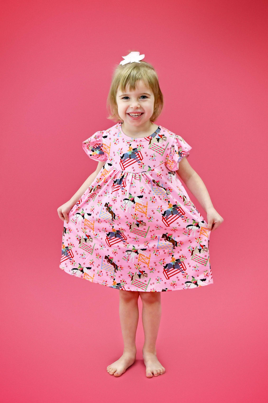 Stadium Jumping Milk Silk Flutter Dress