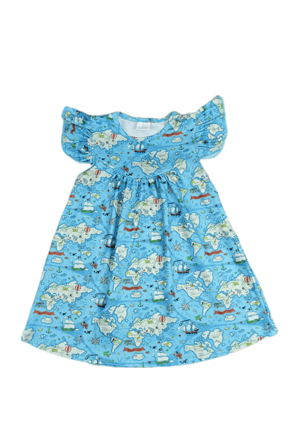 Map Milk Silk Flutter Dress