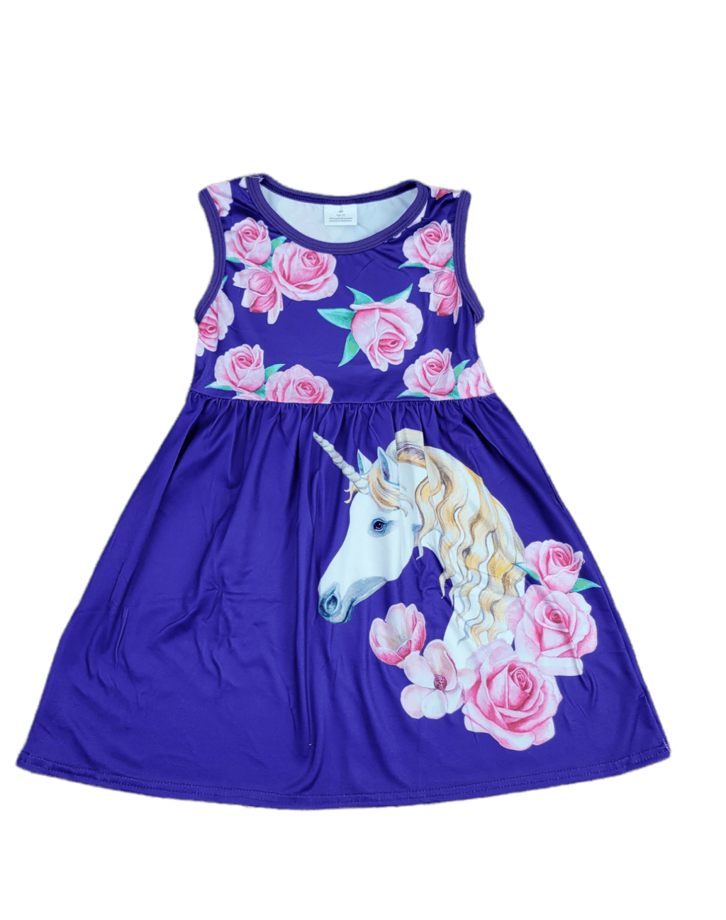 Purple Floral Unicorn Milk Silk Tank Dress