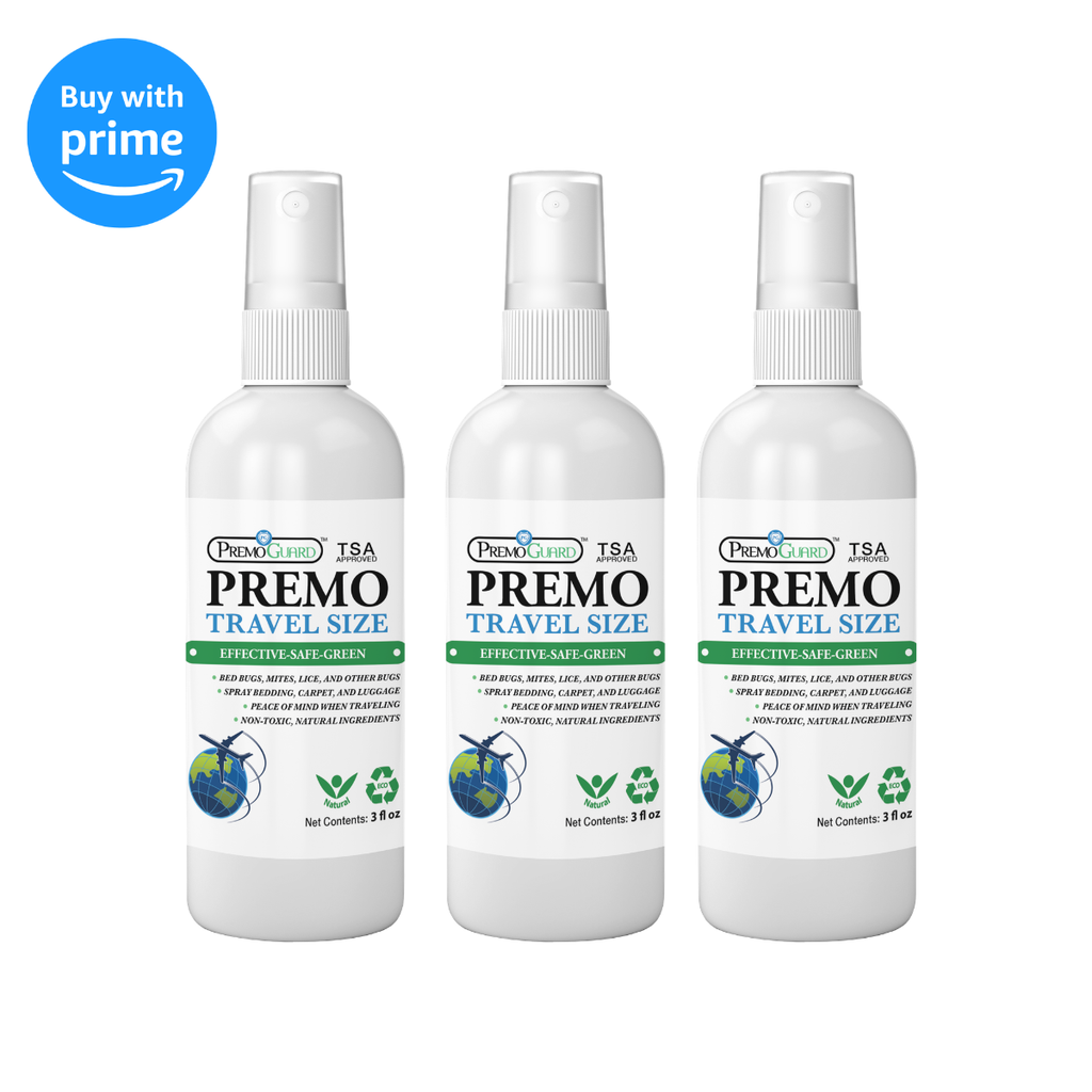 3 PACK - 3 oz Travel Size Bed Bug & Mite Killer Spray – Natural Non-Toxic - By Premo Guard