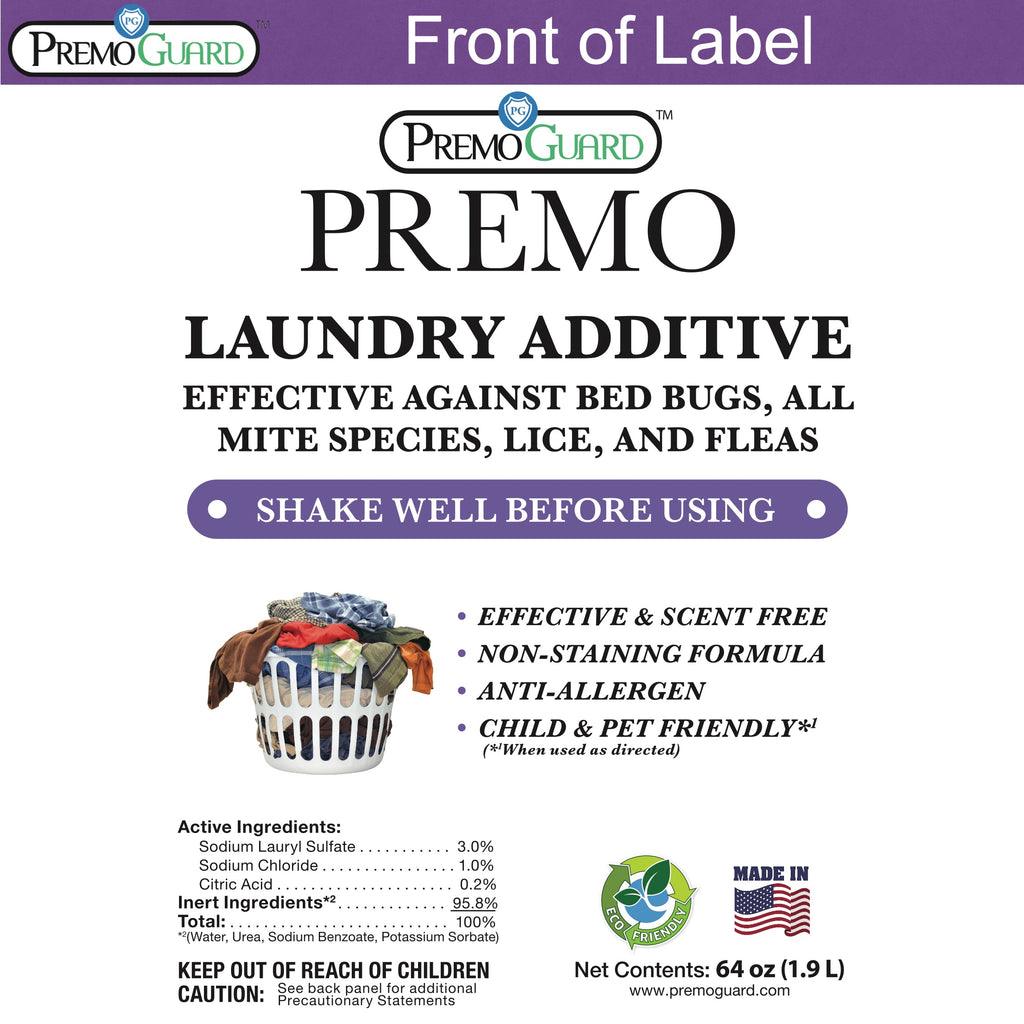 Bed Bug & Mite Killer Laundry Additive - 64 oz - All Natural Non-Toxic - By Premo Guard