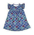Dark Mermaid Scale Milk Silk Flutter Dress