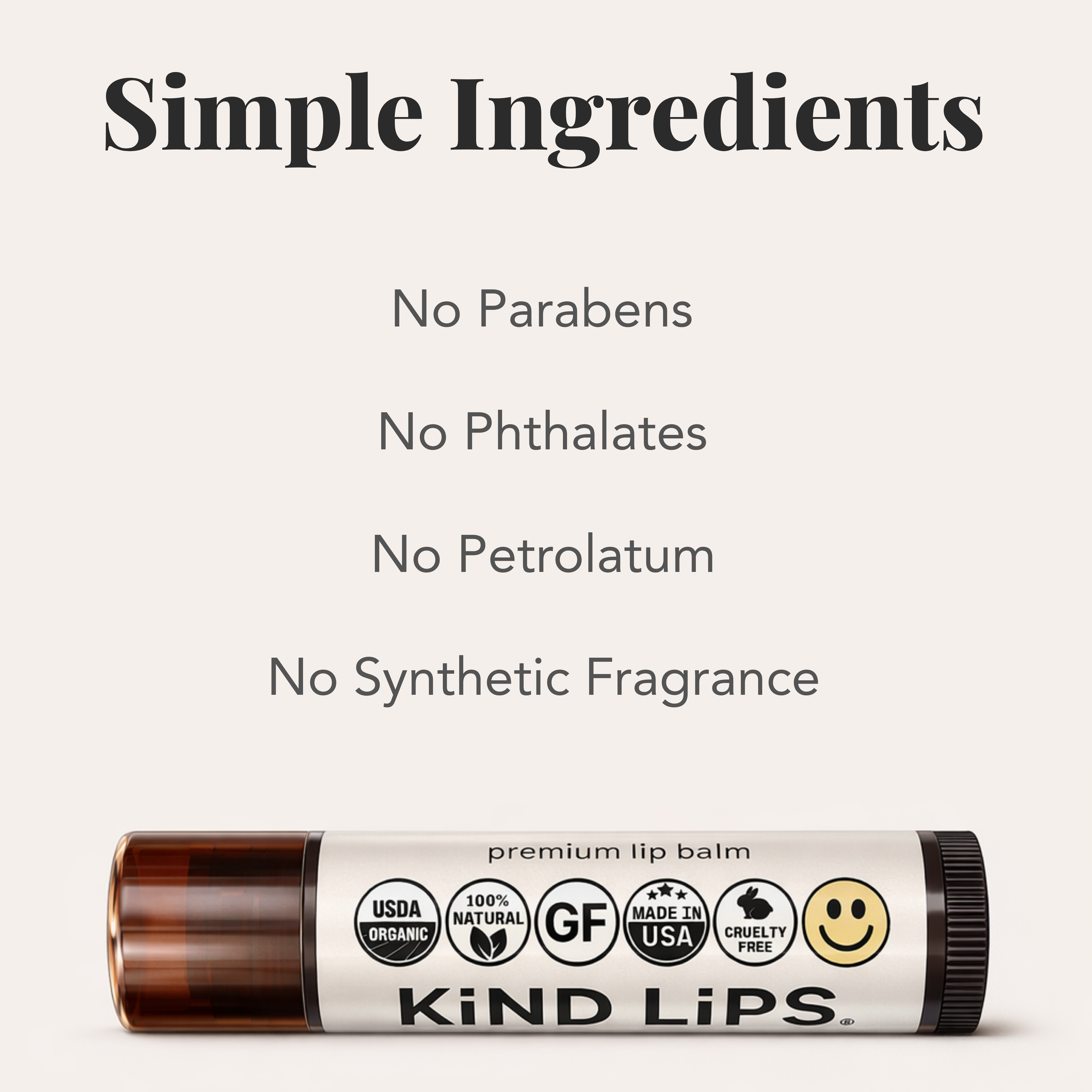 Kind Lips Organic Lip Balm Strawberry | Petroleum Free | Gluten Free | Made in USA