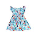 White Floral Long Flutter Milk Silk Dress