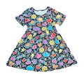 Composition Short Sleeve Milk Silk Dress