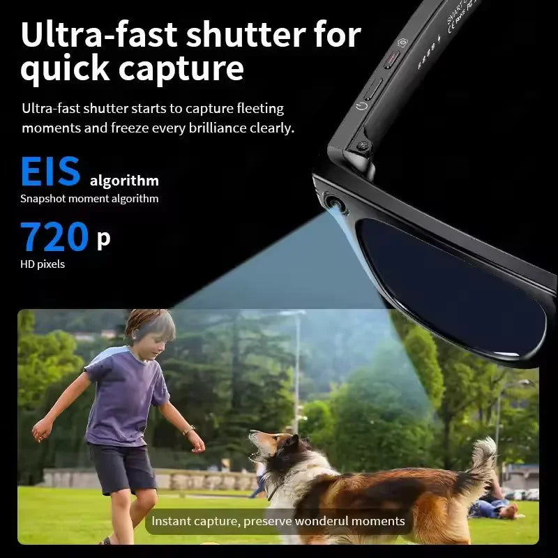 GUHUAVMI AI Smart Glasses 800W Anti Shake HD Camera Video Recording Languages Translation Sunglasses Bluetooth Call Music Play