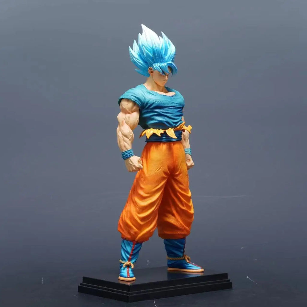 Super Saiyan Blue Son Goku Replacable Heads Anime Figures, Dragon Ball Z Action Figurines PVC 30 CM