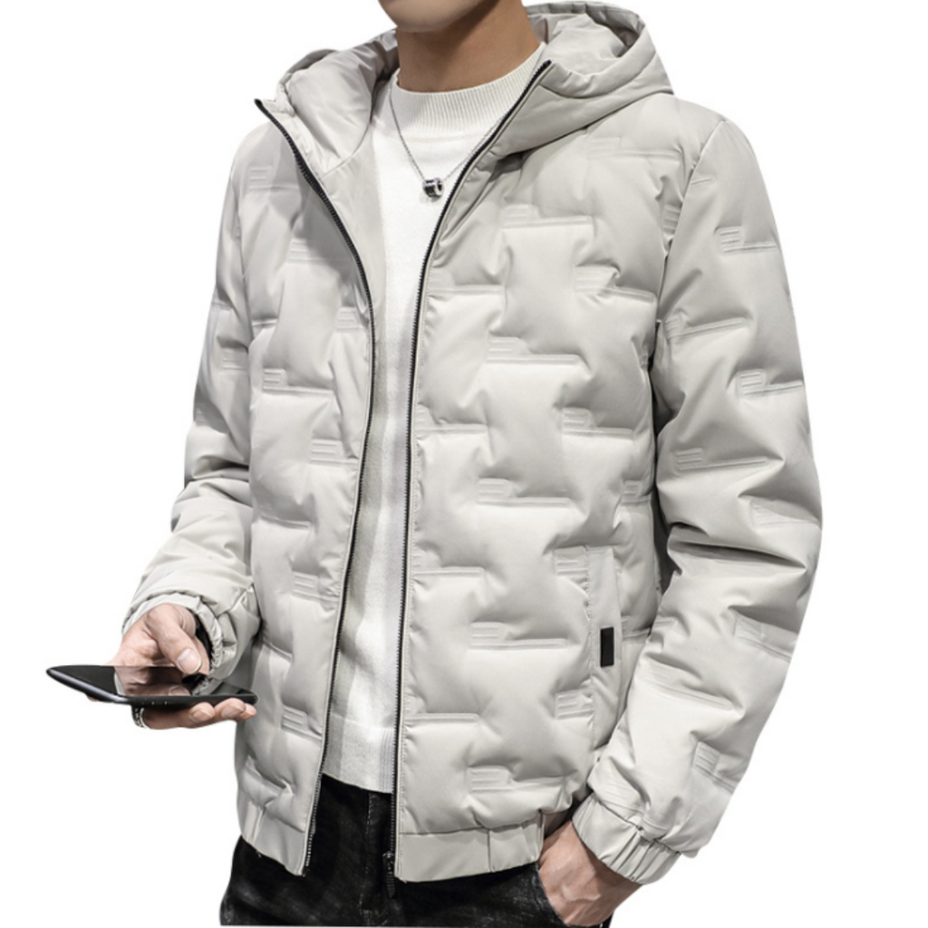 Mens Hooded Zipper Puffer Jacket