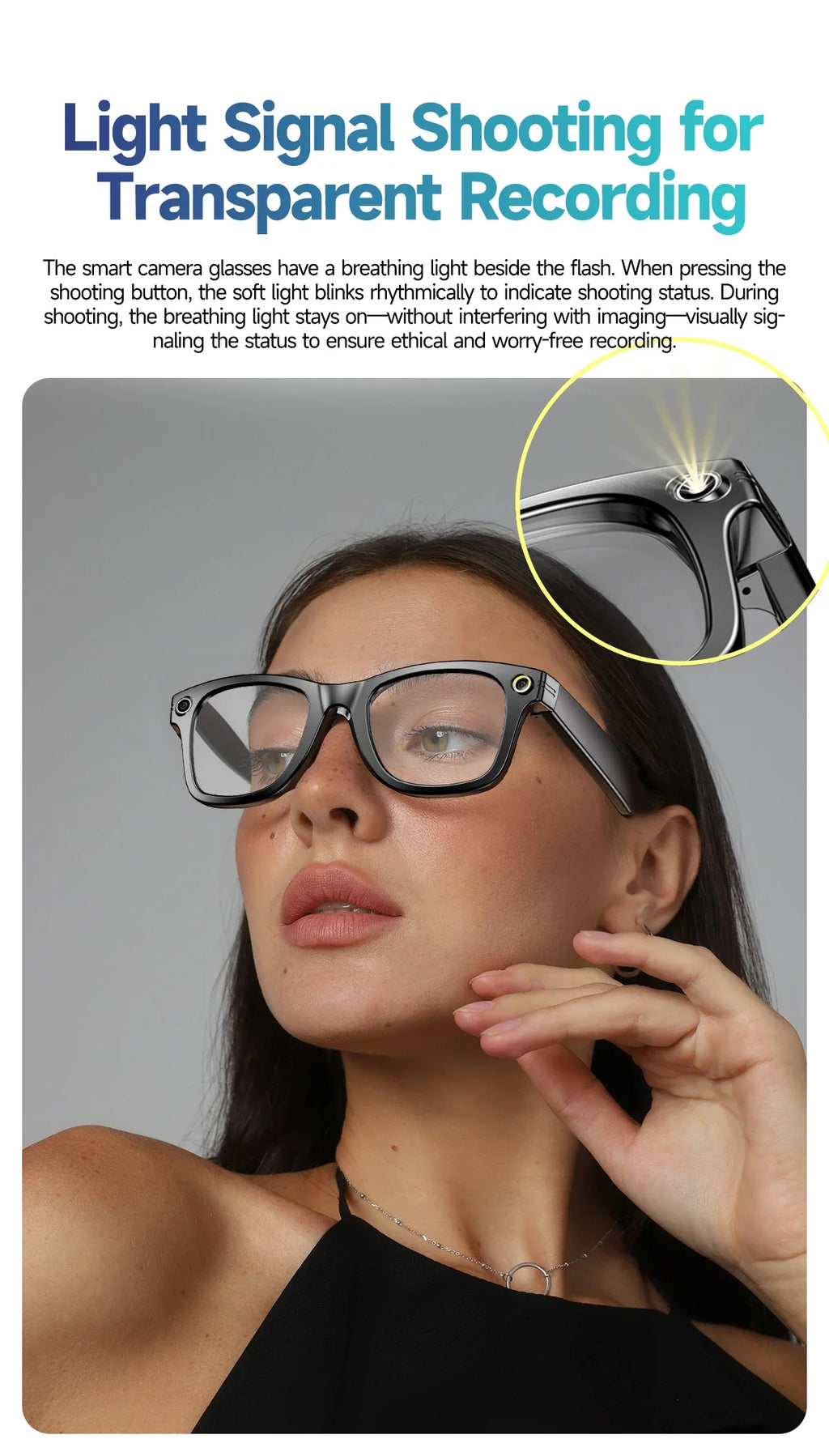 GUHUAVMI AI Smart Glasses 800W Anti Shake HD Camera Video Recording Languages Translation Sunglasses Bluetooth Call Music Play