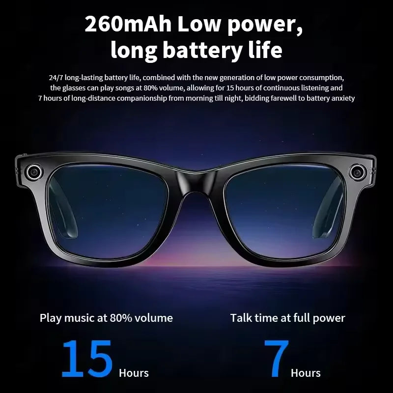 GUHUAVMI AI Smart Glasses 800W Anti Shake HD Camera Video Recording Languages Translation Sunglasses Bluetooth Call Music Play