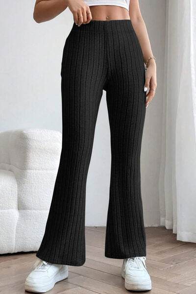 Basic Bae Full Size Ribbed High Waist Flare Women Pants