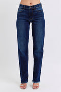 Judy Blue Full Size Raw Hem Straight Leg Women Jeans